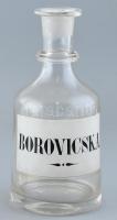 Antik italos üveg, Borovicska felirattal, fújt üveg, dugó nélkül, korának megfelelő állapotban, m: 21,5cm