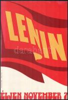 cca 1970 Éljen november 7! Lenin műanyag plakát, Táncsics Kiadó, Ságvári Nyomda, 39×27 cm