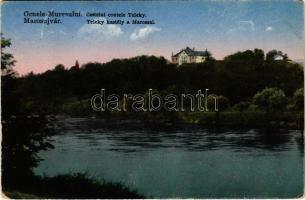 1931 Marosújvár, Uioara, Ocna Mures; Castelul contele Teleky / Teleki kastély a Marossal. Josif Veress kiadása / castle, Mures riverside (kopott sarkak / worn corners)