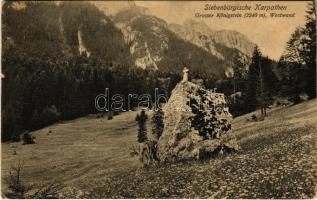 1914 Királykő-hegység, Piatra Craiului; Siebenbürgische Karpathen, Grosser Königstein, Westwand / Nagy-Királykő az Erdélyi Kárpátokban / mountains (kis szakadás / small tear)