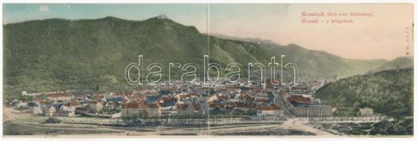Brassó, Kronstadt, Brasov; látkép a Fellegvárról. D.K.F.E. III. kihajtható panorámalap / Blick vom Schlossberg / folding panoramacard (EK)