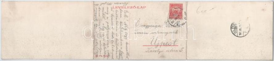 1907 Brassó, Kronstadt, Brasov; 3-részes kihajtható panorámalap a zsinagógával / 3-tiled folding pan...