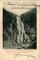 1905 Fogarasi-havasok (Fogarasi Kárpátok), Fogarascher Karpathen, Muntii Fagarasului; vízesés. Fleissig Jakab kiadása / waterfall (EK)