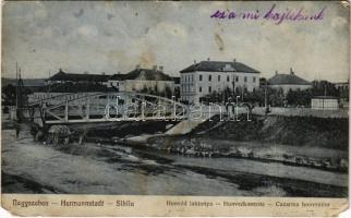 1915 Nagyszeben, Hermannstadt, Sibiu; Honvédlaktanya, híd / Honvedkaserne / Cazarma honvezilor / K.u.K. military barracks, bridge (EM)