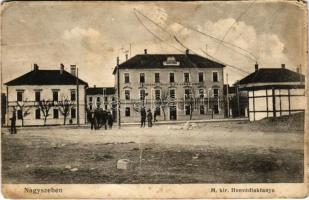 1915 Nagyszeben, Hermannstadt, Sibiu; M. kir. Honvédlaktanya / Honvedkaserne / Cazarma honvezilor / K.u.K. military barracks (EM)