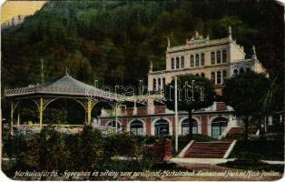 1914 Herkulesfürdő, Baile Herculane; Gyógyház és sétány zenepavilonnal / Curhaus und Park mit Musik-Pavillon / spa, bath, music pavilion (EM)