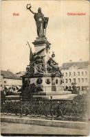 1910 Arad, Vértanú szobor, üzletek. Kerpel Izsó kiadása / martyrs monument, shops (Rb)