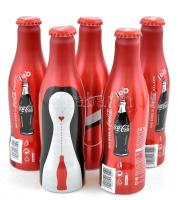 5 db fém kólás (Coca Cola) palack, kopásnyomokkal, m: 18 cm