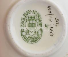 Zsolnay virág mintás kaspócska. Kézzel festett, jelzett, hibátlan. m: 6 cm