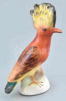 Bodrogkeresztúri kerámia madár, kézzel festett, jelzett, kis kopásnyomokkal, m:12 cm