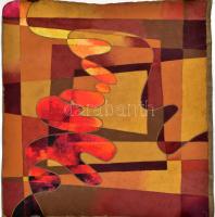 Szekeres József (1944-): Vörös-barna kompozíció. Olaj, vászon. Vakráma nélkül, feltekerve. 57×59 cm