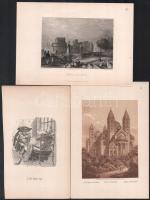 6 db vegyes témájú acélmetszet és litográfia
