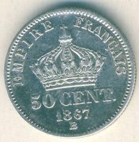 Franciaország/Második Császárság 1867BB 50c Ag III.Napoleon T:2/3