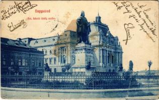 1908 Nagyvárad, Oradea; Szent László király szobra, Weisz Mór üzlete. Rákos Vilmos kiadása / statue, shops (fl)