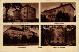 1943 Gyula, Kórházak, Elme és ideg gyermek pavilon, Tüdőbeteg pavilon, Belgyógyászat, Sebészet és szülészet (fa)