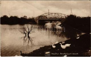 1934 Mezőtúr, Berettyó-parti részlet, híd (fa)