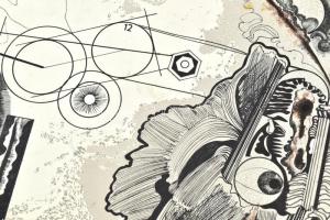 Lengyel Zsolt (1936- ): 123456... (cím nélkül), 1970. Vegyes technika, papír. Jelzett. Kissé foltos....