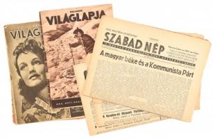 1946 8 db újság (Dolgozók Világlapja, Szabad Nép, Gyár és Otthon, stb.)
