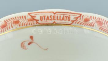 Herendi Apponyi mintás UTASELLÁTÓ feliratos teáscsésze aljjal, jelzett, kopott, d:14,5cm, m:6cm