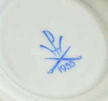 Herendi Apponyi mintás UTASELLÁTÓ feliratos teáscsésze aljjal, jelzett, kopott, d:14,5cm, m:6cm