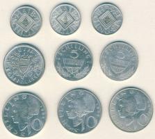 Ausztria 1925-72. 1/2Sch Ag (3x), 1Sch (1x), 5Sch (2x), 10Sch (3x) T:2/3,3 Összesen 9db!