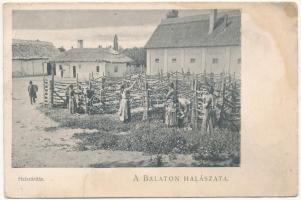 Balaton halászata, halszárítás. D.K.F.E. 930. (gyűrődések / creases)