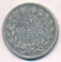 Franciaország 1834A 5Fr Ag "Lajos Fülöp" T:3 ph., patina
France 1834A 5 Francs "Loui...