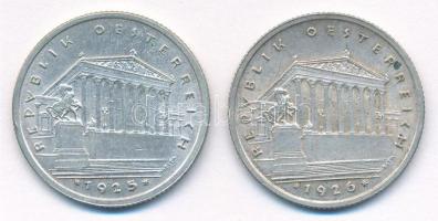 Ausztria 1925. 1Sch Ag + 1926. 1Sch Ag T:1- patina Austria 1925. 1 Schilling Ag + 1926. 1 Schilling ...