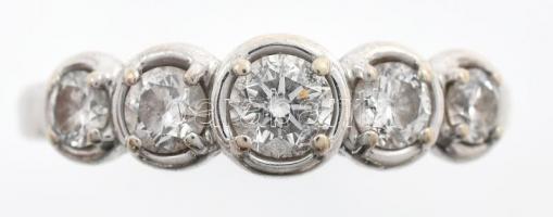 Arany (Au/14k) Női Art Deco fazonú gyűrű 5 darab brillel (cca. 0,7ct) ékítve, jelzett, bruttó:5,5g, ...