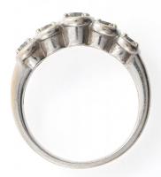 Arany (Au/14k) Női Art Deco fazonú gyűrű 5 darab brillel (cca. 0,7ct) ékítve, jelzett, bruttó:5,5g, ...