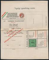 1941 Magyarországi Mutatványosok és Érdektársaik Egyesülete felhívás és tagsági igazolvány minta