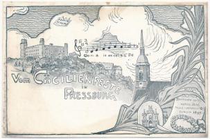 Pozsony, Pressburg, Bratislava; Vom Cäcilienfeste. Missa Solemnis, Kovats Strehl / Szent Cecília fesztivál. Art Nouveau (fl)