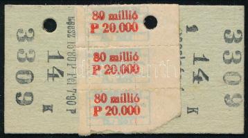 1946 Vasúti menetjegy a pengő hiperinflációjának időszakából