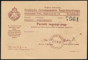 1944 Magyar Szövetség Ereklyés Országzászló Nagybizottsága pártoló tagsági jegy