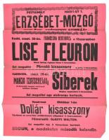 cca 1930 Pestújhely Erzsébet mozi plakát 30x40 cm
