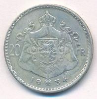 Belgium 1934. 20Fr Ag "Albert" T:2-,3 Belgium 1934. 20 Francs Ag "Albert" C:VF,F...