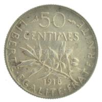 Franciaország 1918. 50c Ag T:2 France 1918. 50 Centimes Ag C:XF Krause KM#854
