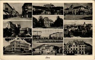 1941 Léva, Levice; mozaiklap zsinagógával és várral / multi-view postcard with synagogue and castle (EB)