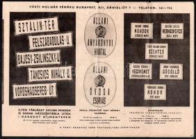 cca 1950 Füsti Molnár fémárú zománc tábla reklám kiadvány 29x21 cm 4p. Hajtva