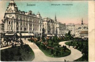 1907 Budapest I. Tabán, Döbrentei tér, Keller Ignác tabáni bor- és sörcsarnoka, villamos (kis szakad...