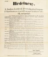 1869 Jászkun kerületek követválasztási hirdetmény 34x40 cm
