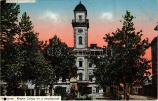 1913 Komárom, Klapka György tér és városháza / square and town hall (EK)