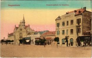 Nagyszalonta, Salonta; Központi szálloda és vigadó, városháza, szerkesztőség, Löwenstein Lajos és Schwimmer Ignác, Schillinger Ferenc üzlete / hotel, town hall, shops