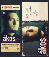 2003 Kovács Ákos zenész által dedikált koncertlap és mellé a koncertjegy