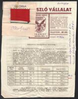1941 Országzászlók szállítására a Gloria zászló vállalat árszabása és termékmintája.