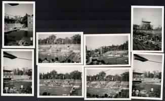 cca 1960-1970 Úszó- és műugróverseny a margitszigeti Sportuszodában, 8 db fotó, 11×7,5 cm