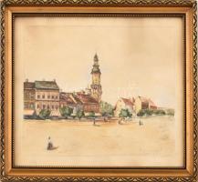 Olvashatatlan jelzéssel: Sopron. Akvarell, papír. Dekoratív üvegezett fakeretben. 21x27cm
