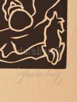 Farkasházy Miklós (1895-1964): Siratás. Linómetszet, papír, jelzett, 39x22 cm