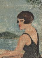 Jelzés nélkül: A Balaton szépe. Olaj, vászon. Vakráma nélkül. Sérült. 45,5x33 cm