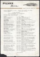 1967 Pilvax étterem 2 db étlapja